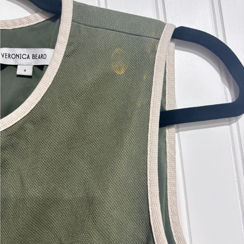 Veronica Beard Olive Button-Front Mini Dress - image 6